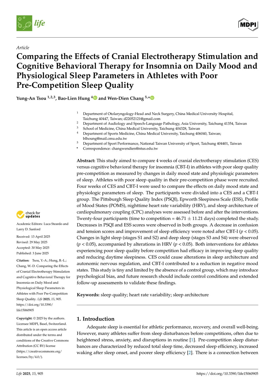 First page of Comparing the Effects of Cranial Electrotherapy Stimulation and Cognitive Behavioral Therapy for Insomnia