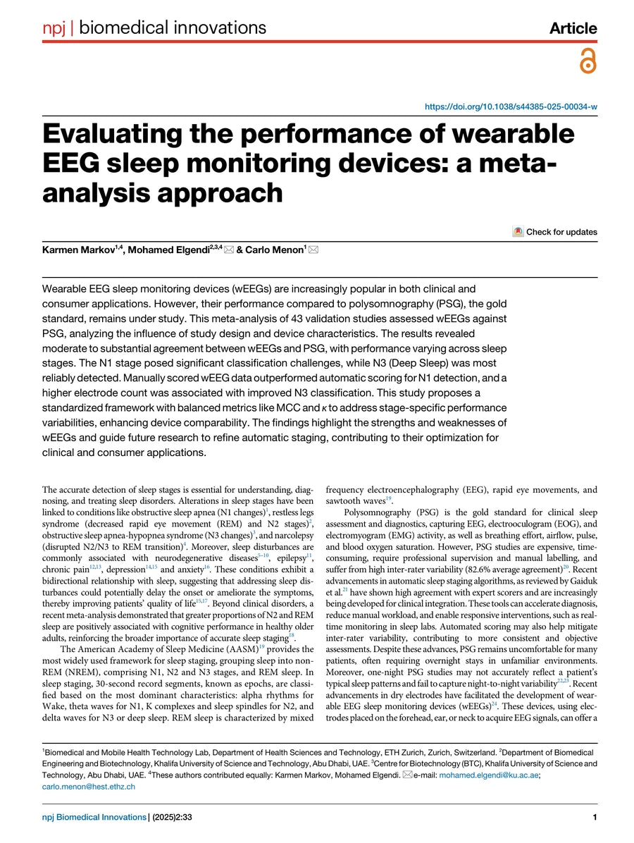 First page of Evaluating the performance of wearable EEG sleep monitoring devices
